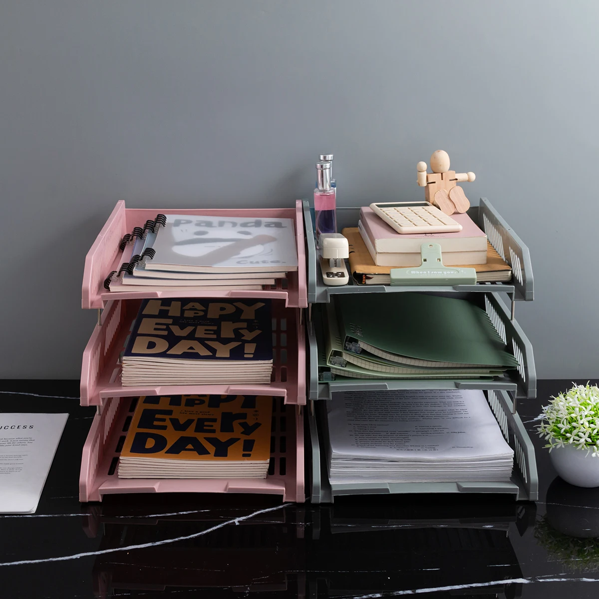 File Organizer Three-Layer File Holder Horizontal File Rack Desktop Tray Classification Organizer Information Rack Stationery Storage Tray storage racks