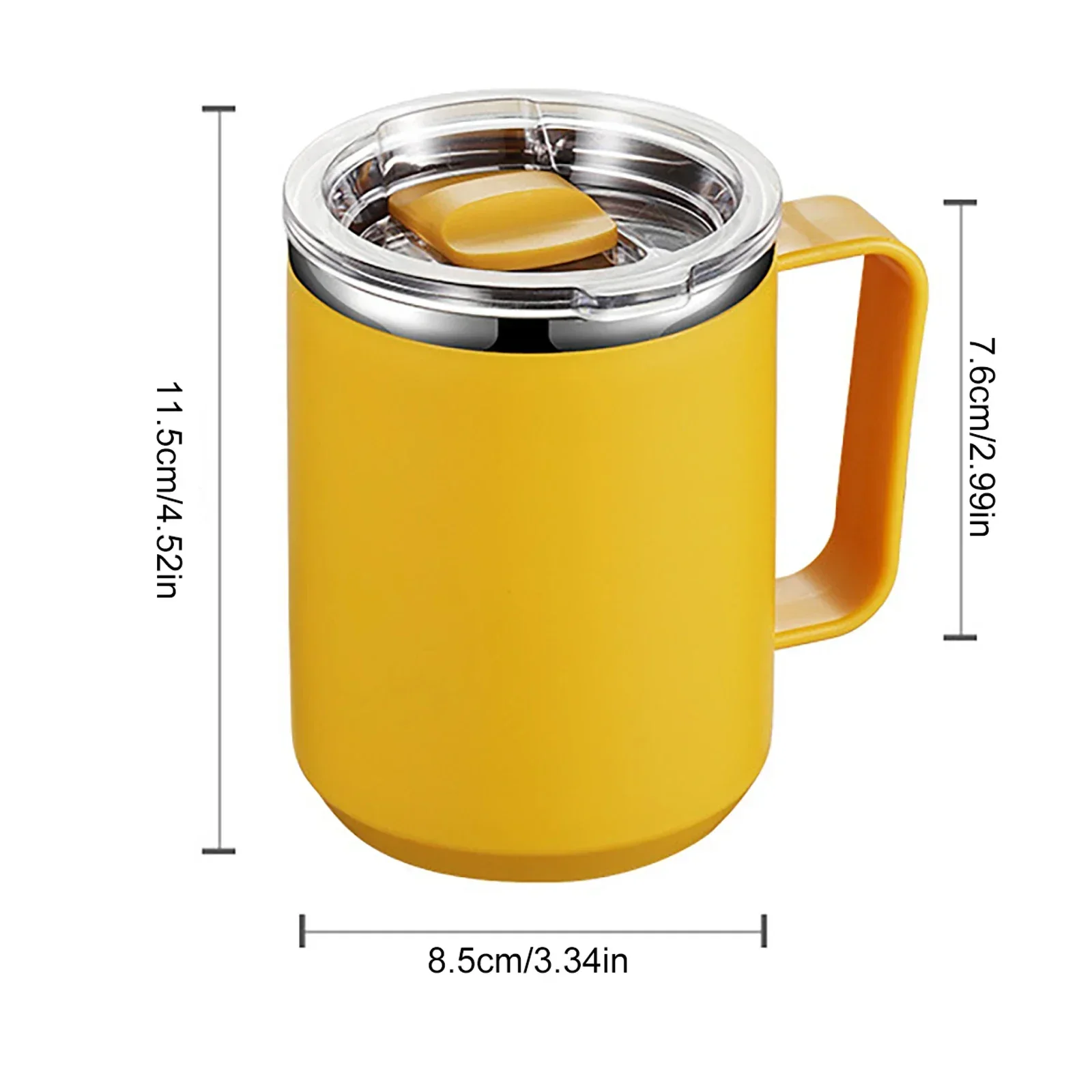 450ML Stainless Steel Coffee Cup Mug Handle Straw Lid Vacuum Flask Insulated Coffee Mug Tumbler Cold Hot Water Bottle