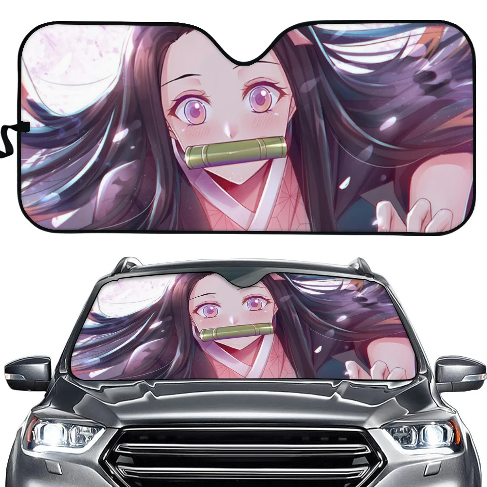 Anime Devil's Blade Sunshade Car Sunshade Kawaii Demon Slayer Printed