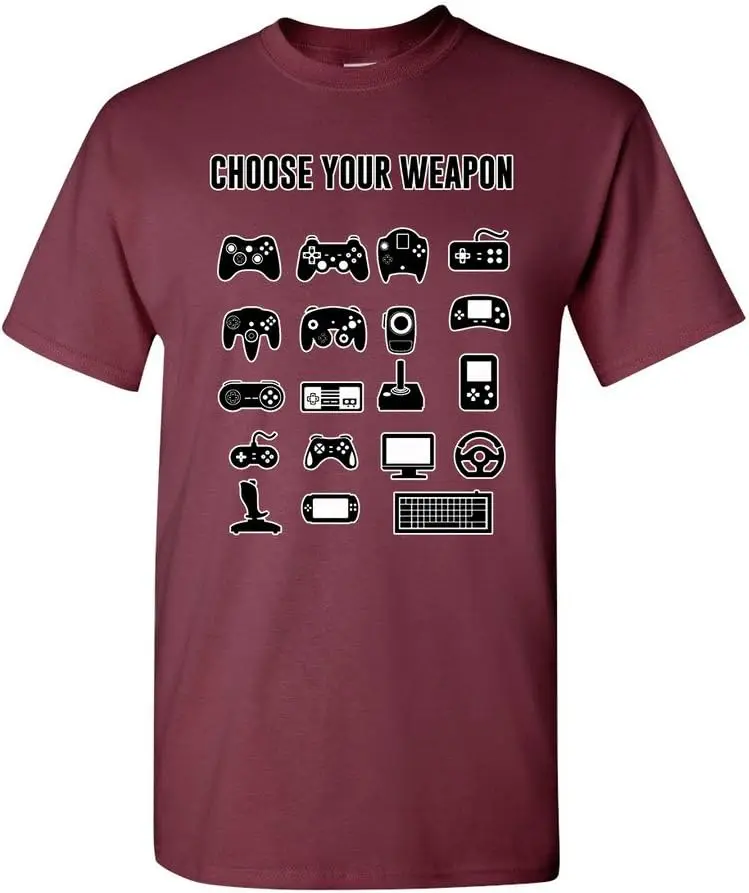 

New Choose Your Weapon Controller Gamer Nerd Geek Funny DT Adult T-Shirt Tee
