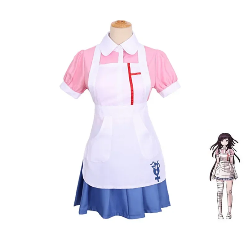 

Kostum Cosplay Anime Danganronpa Mikan Tsuiki Kostum Lucu Perawat Utama Karnaval Halloween Seragam Pelayan Kafe untuk Wanita