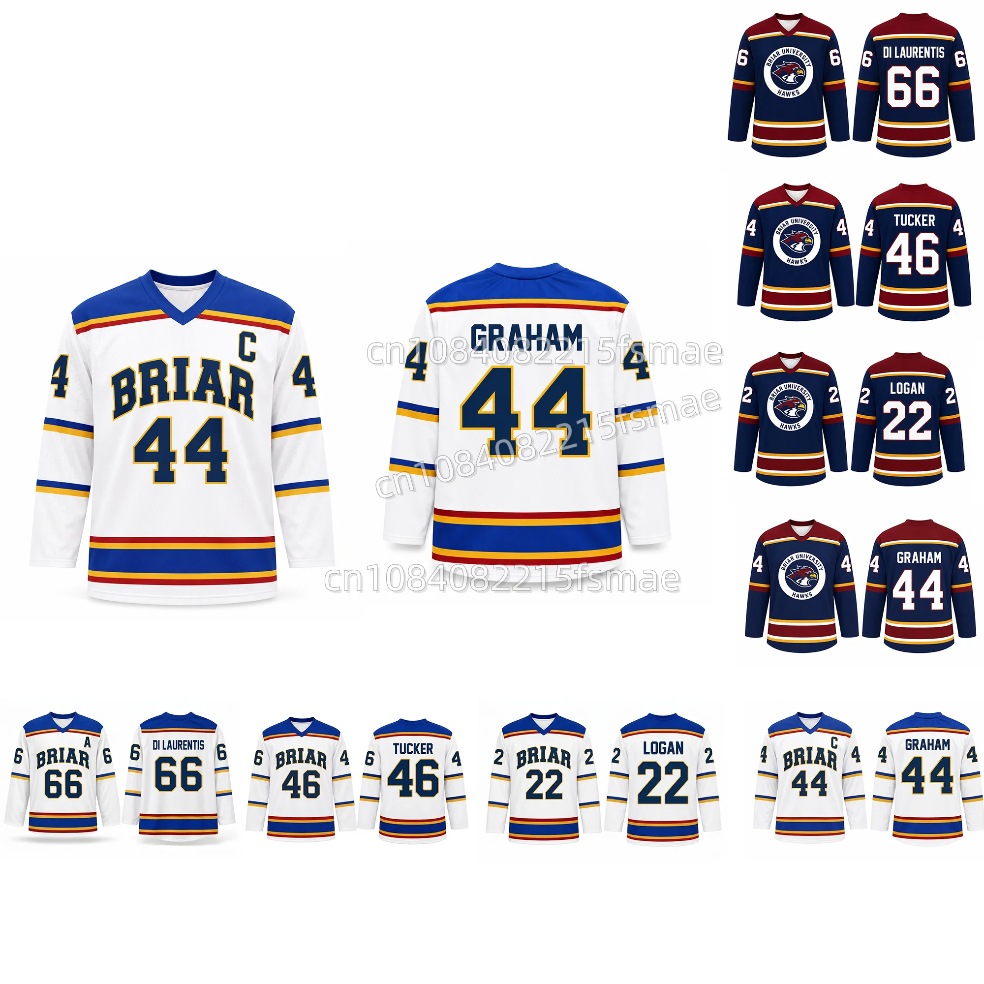 Briar University Hockey-Trikot Garrett Graham 44 Tucker 46 Eishockey-Trikots Buch Cosplay Herren Sportshirt Sweatshirts Uniform