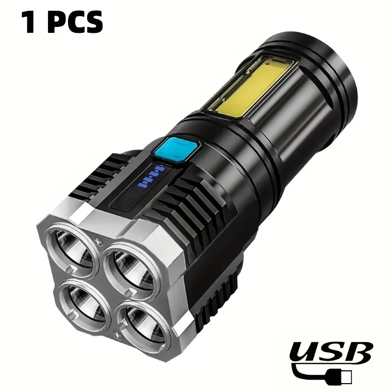 المحمولة قوية 4LED مصباح يدوي مع COB الجانب ضوء US...