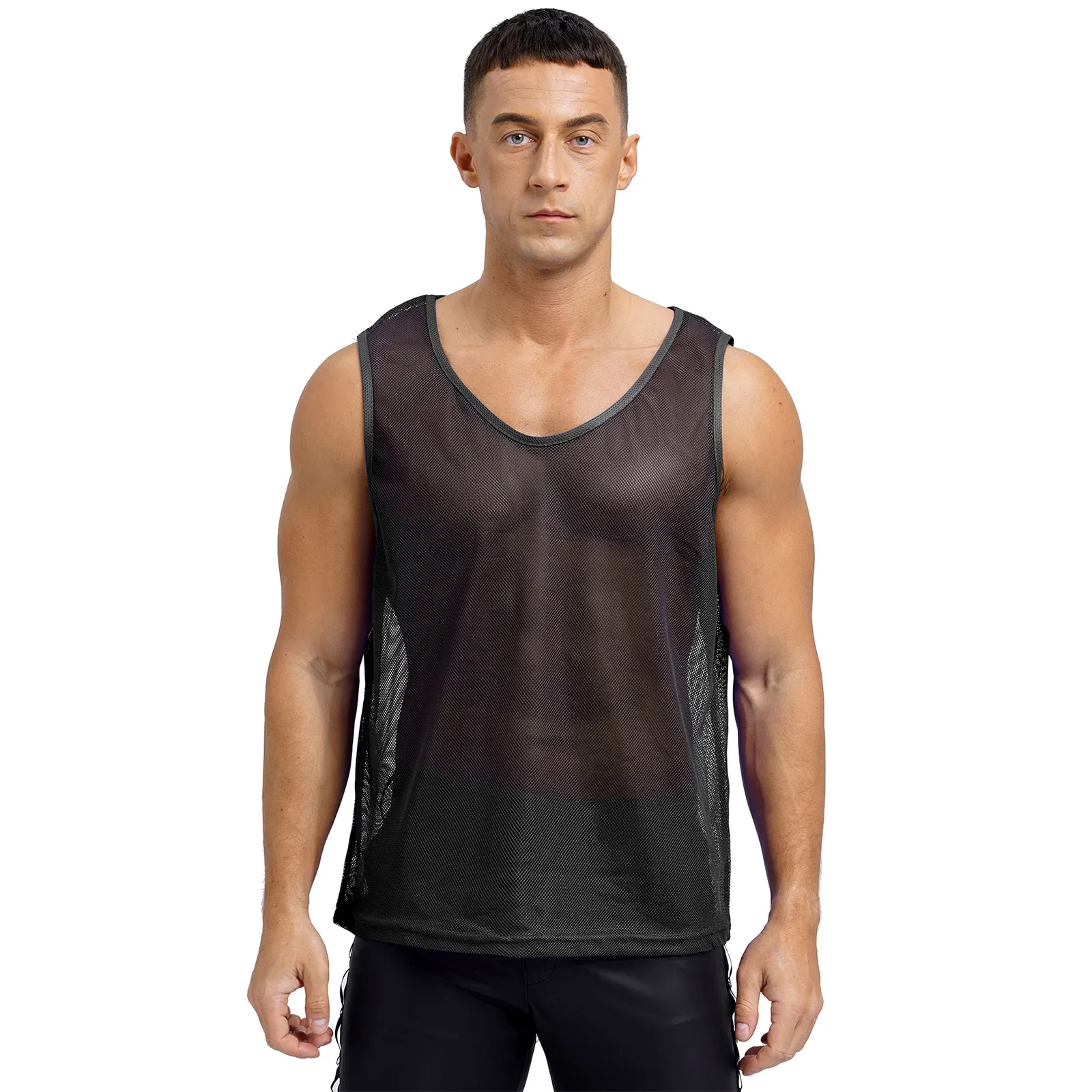 Mens Hollow Out Mesh Training Vest Team Sportswear Round Neck Sleeveless Tank Top for Basketball Gym Fitness Running Vests 4