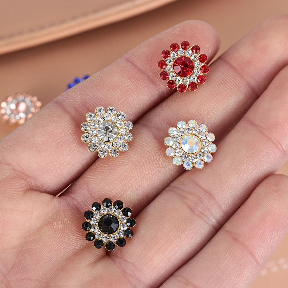 10pcs 14mm Sunflower-shaped Rhinestone Buttons Crystal Glass Stone Clothes  Decoration Sewing Buttons Apparel Accessories - Buttons - AliExpress