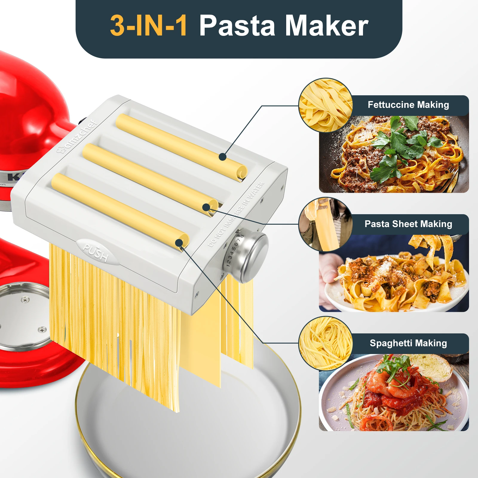 KitchenAid 3-Piece Pasta Roller & Cutter Set and Fresh Prep Slicer