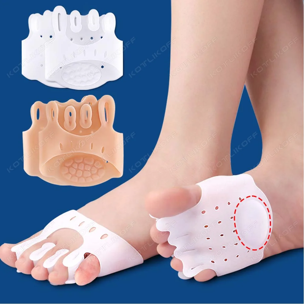 Silicone Gel Shoe Insoles Sport Insoles Orthopedic Insoles Sport Orthopedic Insoles Sports Insoles Heel Insoles Women Insoles Cowhide Insoles Forefoot Pads Invisible Footpad Half Palm Five-finger Open Toe Socks Relieve Foot Pain Metatarsal Support Insert