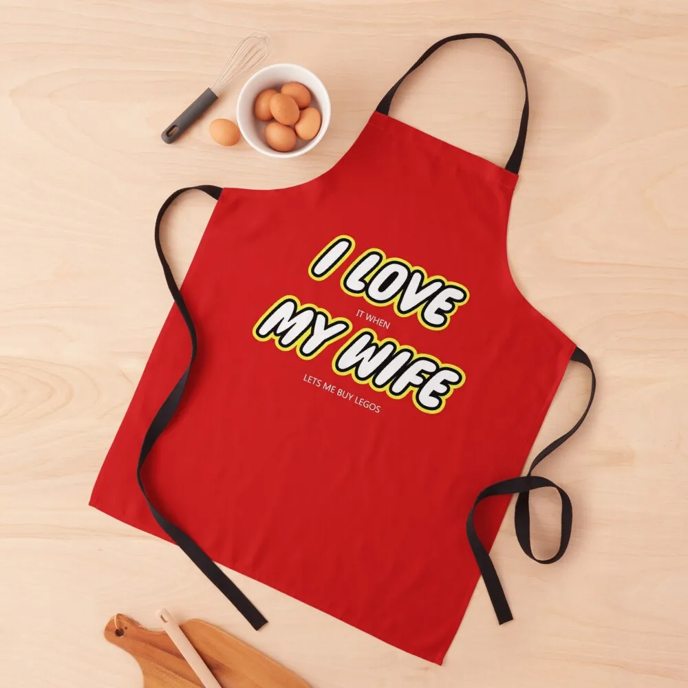 

I Love Legos Apron cookings for women For Home Accessories Art Kitchenware Apron