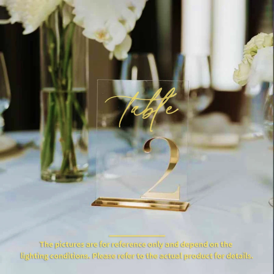 Wedding Table Numbers-Clear and Gold Mirror Acrylic Signs-Gold Wedding Table Signs Decor