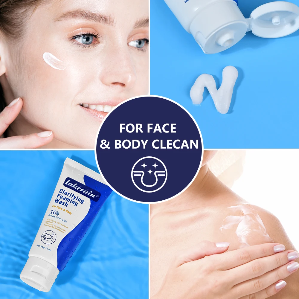 Lakerain Clarifying Foaming Wash 10% Benzoyl Peroxide Foaming Cleanser Acne Foaming Cleanser Target Breakouts Deep Clean Cream 4