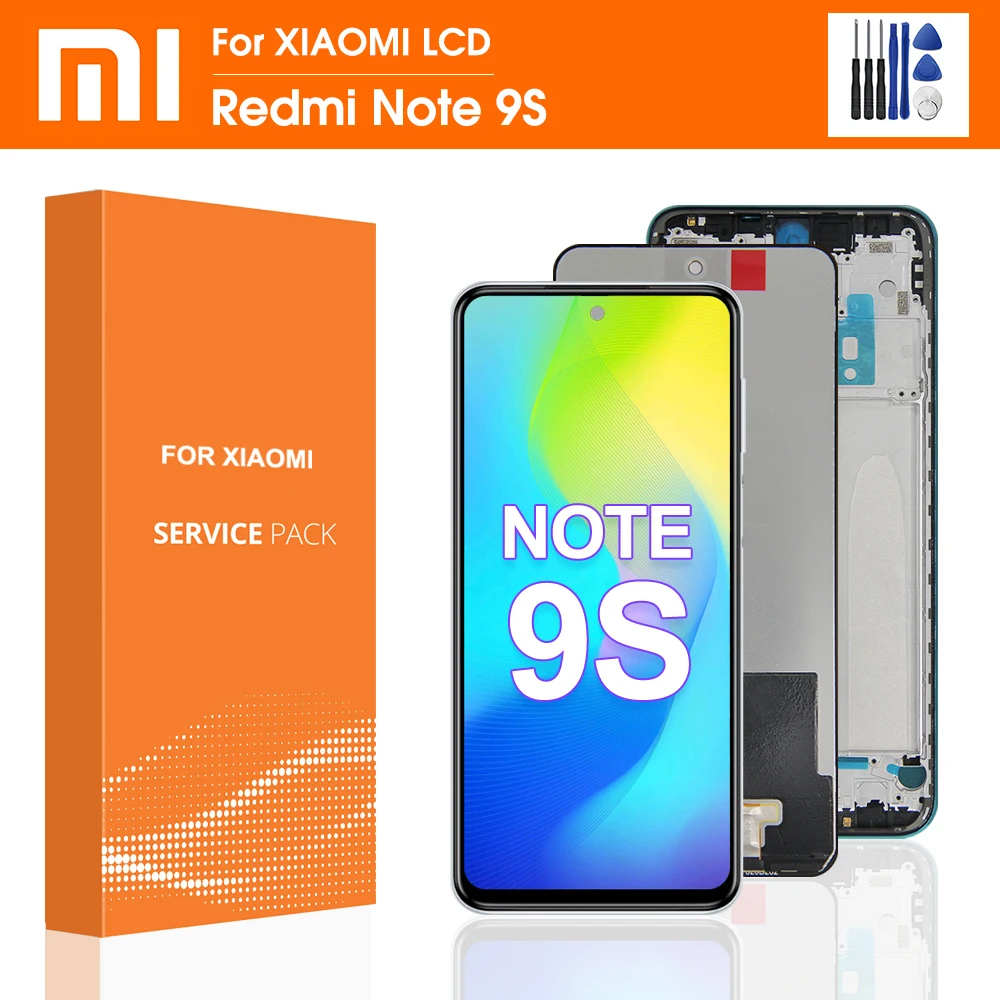 

6.67" Original LCD With Frame For Xiaomi Redmi Note 9S LCD Display Screen Digitizer For Redmi Note 9 PRO LCD Screen 10-Touch