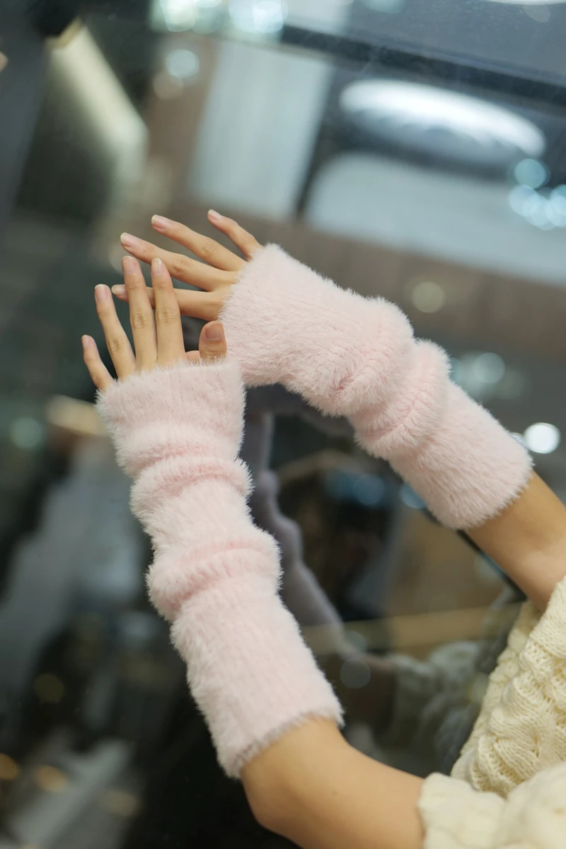 Herbst Winter Pelzigen Ärmeln Party Fingerlose Handschuhe Warme Stricken Ellenbogen Schutz Arm Ärmel Frauen Halloween Kostüm – Detail 12
