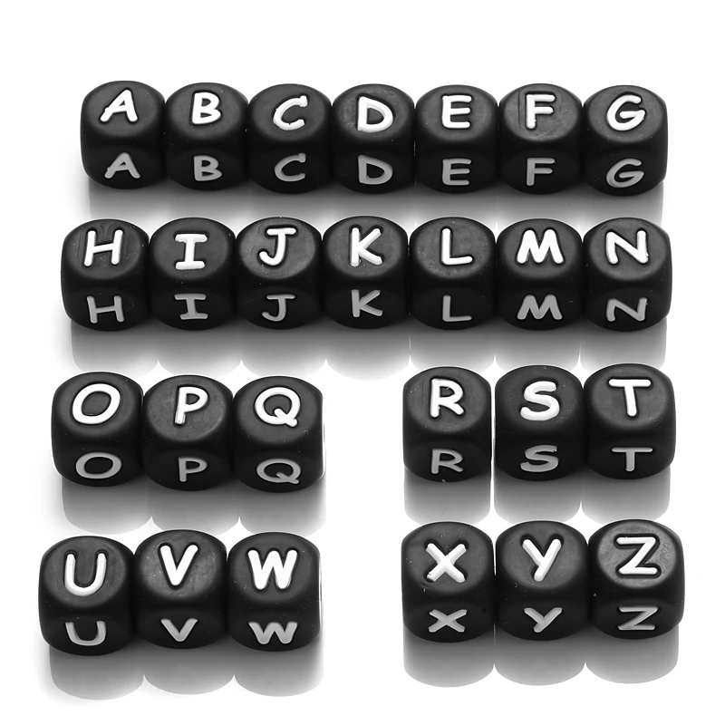 26 Stück Silikon-Buchstabenperlen, 12 mm, buntes Alphabet, Silikon-Kauperle für Schnuller, Clip-Kette, Beißring-Zubehör, BPA-frei – Detail 6