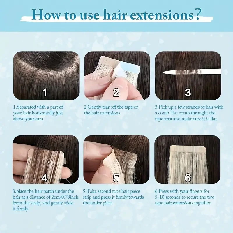 Human Hair Extensions Blonde Tape In 20pcs/pack Seamless Adhesive Tape Human Hair Pieces 12-20 inches Natural Straight