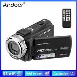 Andoer V12 16X Digital Zoom Recording Video Camera 1080P Camera Camcorder with 3.0 Inch Rotatable LCD Screen Max. 20 Mega Pixels