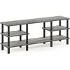 3-Tier Wide Shelf TV Stand 55'' TVs French Oak Grey/Black Stylish & Functional Sturdy Holds up to 40 lbs on Top and Bottom 1
