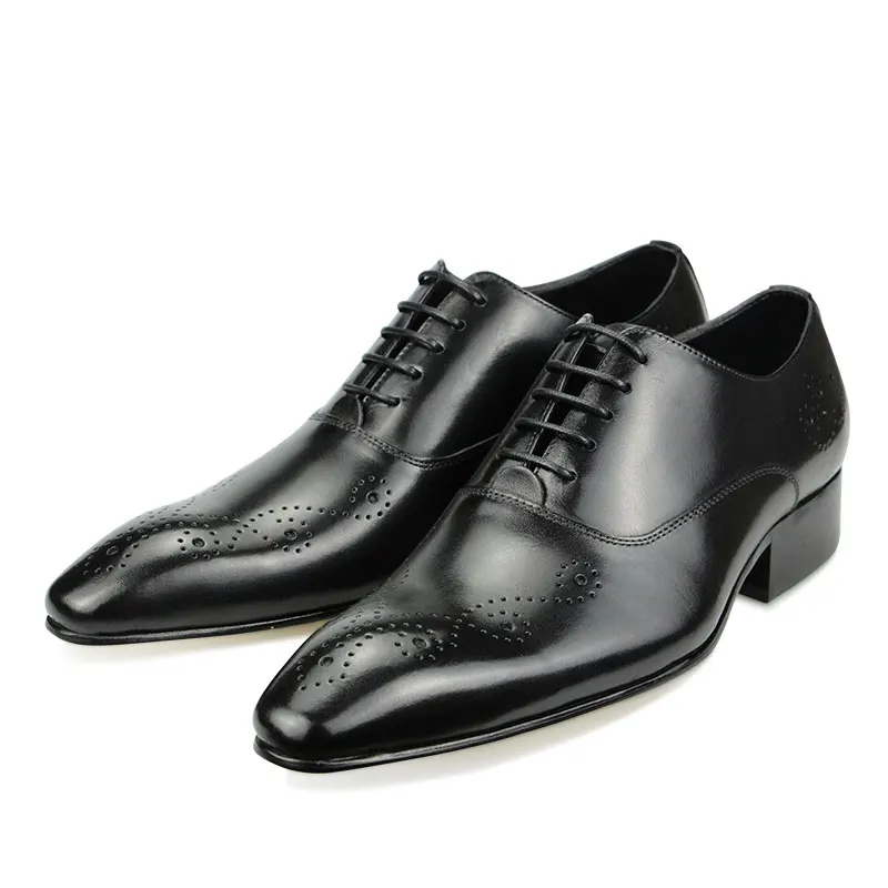Luxury Genuine Leather Men Shoe Brogue Dress Oxfords for Male Lace-up Hand Painted Casual Party Wedding Daily High Grad Footwear