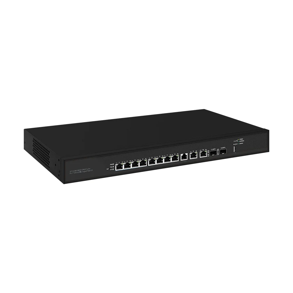 풀 10Gbe 12포트 레이어3/라이트 스마트 관리형 스위치, 8포트 POE 또는 NoN, 2포트 RJ45 및 2포트 광업링크 포트 포함