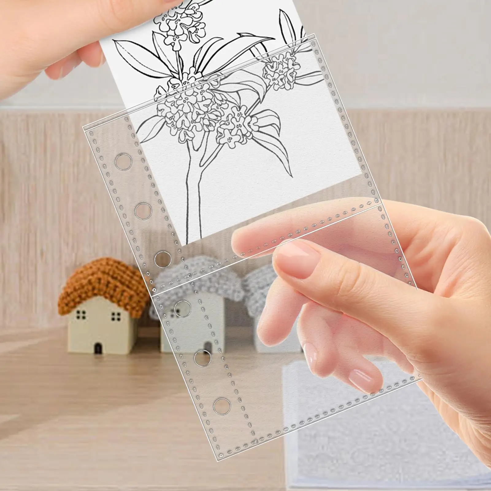 10Pcs A7 6-Ring Clear Binder Refills Clear Document Covers Sheet Protectors Punched Pocket Folder Sheet Protector for File Paper