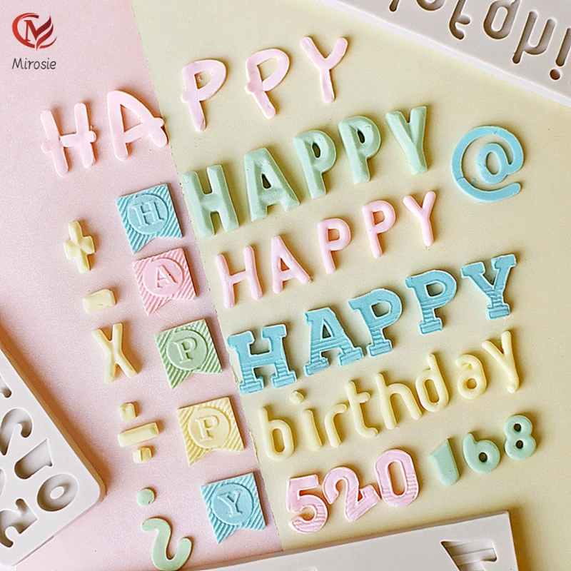 Mirosie Baking Cake Silicone Mold Uppercase and Lowercase Letters Texture Digital Fondant Chocolate Mold Cake Decorating Tools