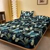 1 Simple modern Plant Flower butterfly printed matte Fitted Sheet, bedroom printed bed cover, bedding (excluding pillowcases) 1