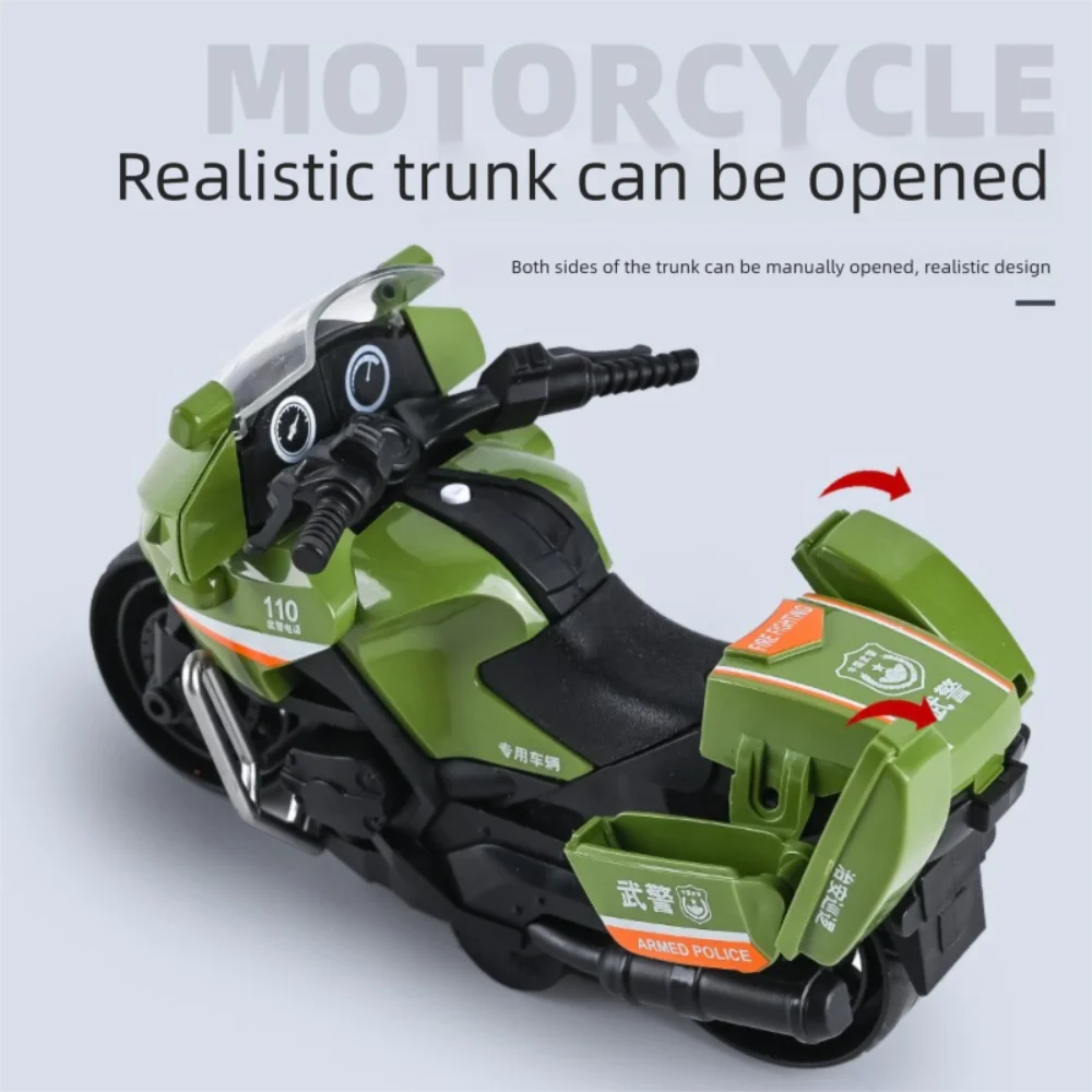 Plastic Inertial Motorcycle Toy White Black Red Green Flexible Motorcycle Model Drop-resistant City Service Motorcycle Toy