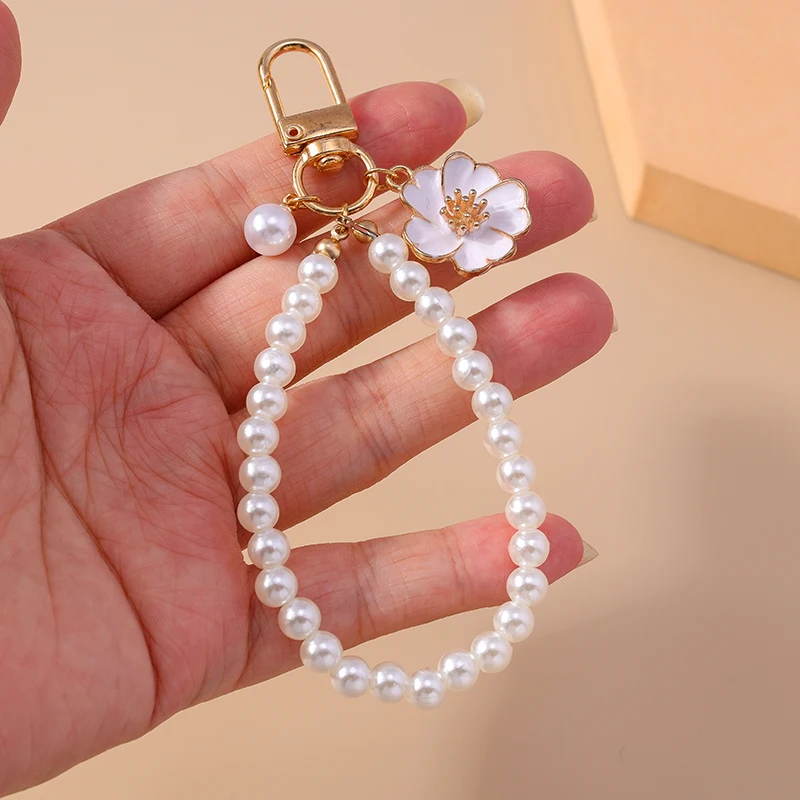 Aihua Y2K Gitterband-Schleife Perlen-Schlüsselanhänger Herz-Charm Schlüsselanhänger Taschenanhänger Eleganter Schmuck Geschenke – Detail 13
