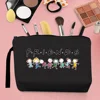 2024 ese Trend Women Cosmetic Bag Coin Clutch Bag Cute Friends Pattern Printing Portable Storage Travel Canvas Strap Black 4