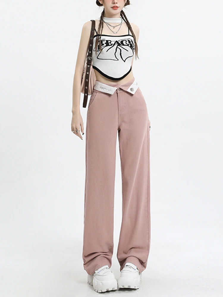 

American Vintage Streetwear Flanging Jeans Women 2023 High Waist Straight Denim Wide Leg Pants Ladies Baggy Jeans Pantalones