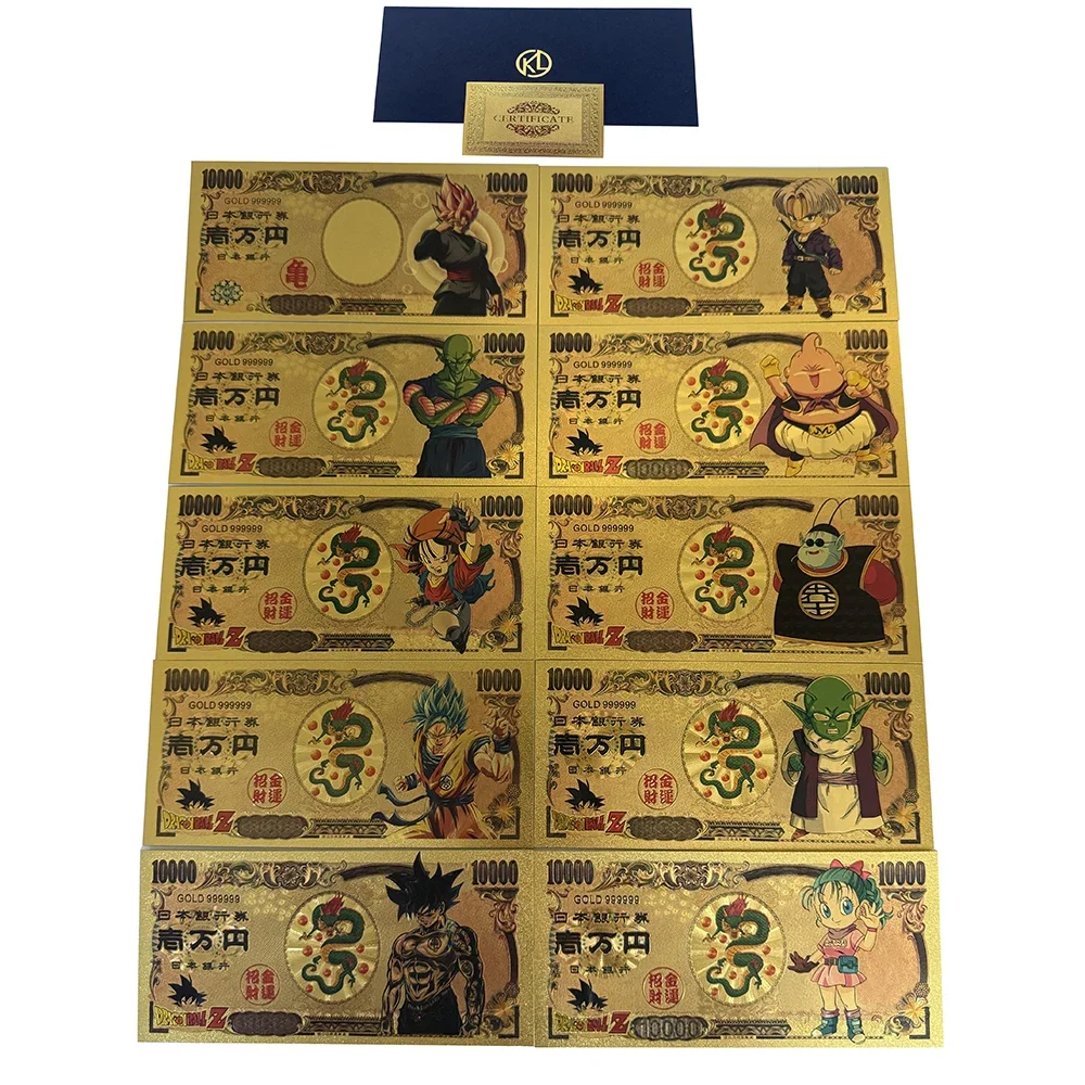 Dragon Z Ball Gold Banknotes No.1 anime banknotes gold plated banknote