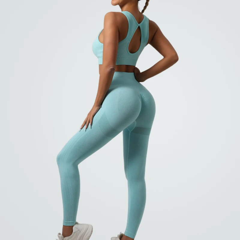 Sports bra set Gym workout set Yoga pants set Yoga set Fitness set Sportswear set Sports set VEQKING Seamless Knit Yoga Set Women Beauty Back Sports Bra Hip Lifting Leggings Workout Set Breathable Fitness Gym Clothing