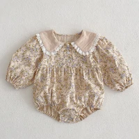 2023 Spring Baby Girls Sister Clothes Toddler Baby Rompers Princess Children Girls Long Sleeves Floral Printed Dresses Clothes 3