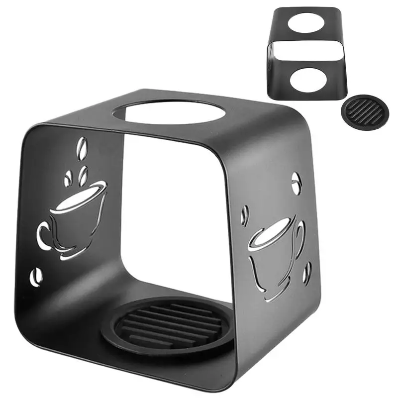

Coffee Dripper Stand Black Metal Coffee Extraction Drip Station Coffee Maker Filter Cup Holder With Hollowed-Out Sides For