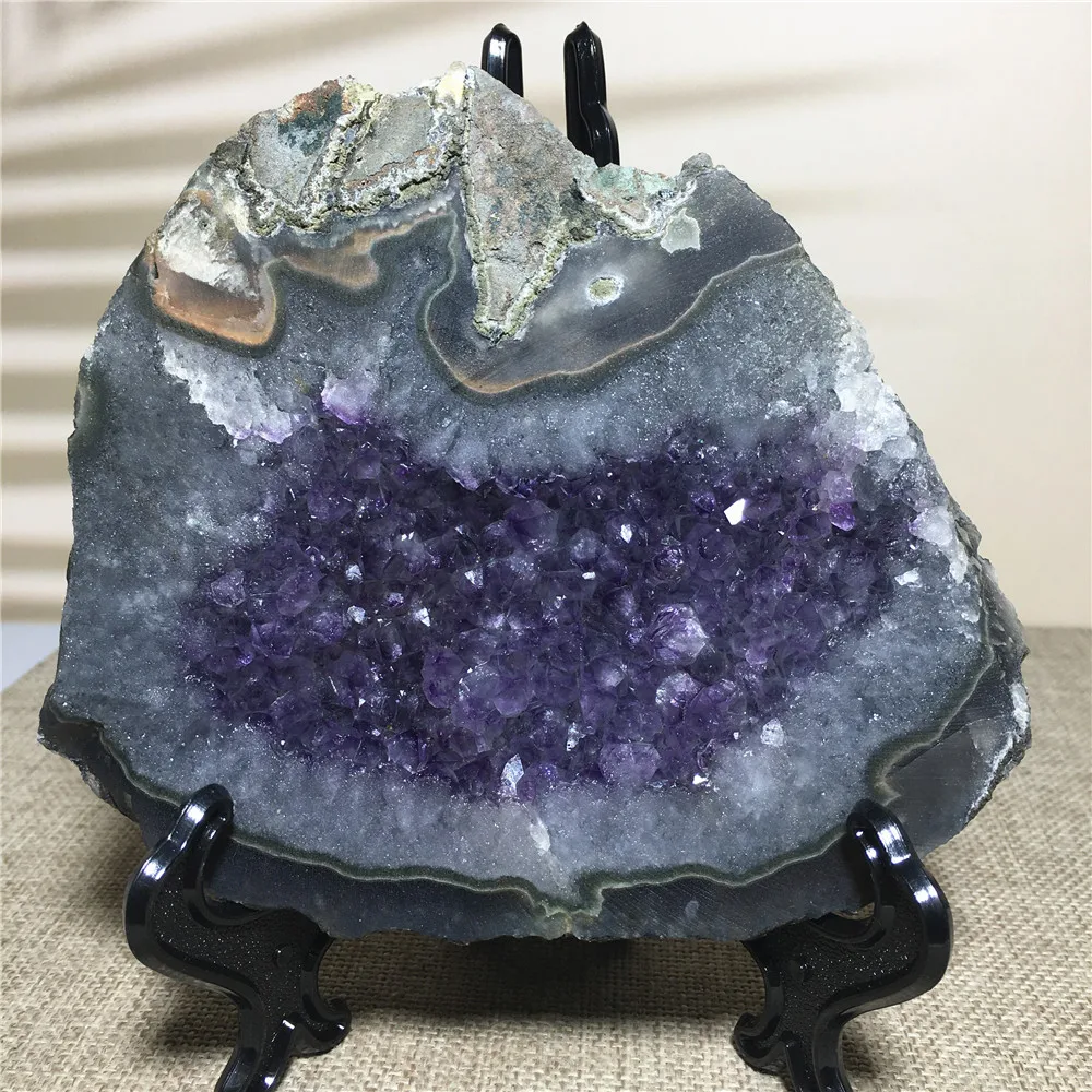 

Natural Stone Amethyst Quartz Druzy Crystal Cluster Specimen Home Decoration Collection Wicca Mineral Reiki Healing Geode Agate