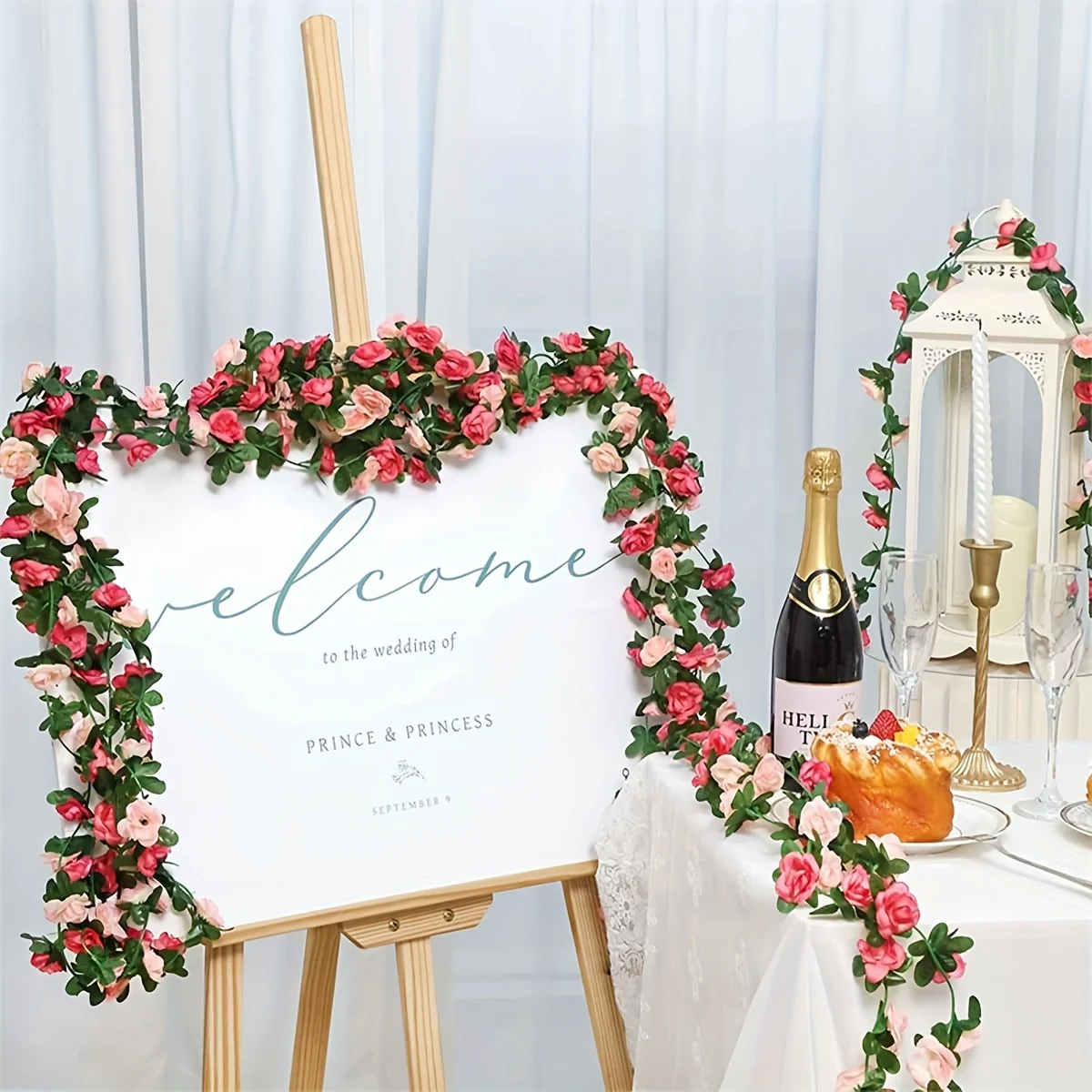 

6 Pcs 8.2ft Flower Garland Fake Rose Peony Vine Artificial Flower Hanging Rose Ivy For Home Hotel Office Wedding Party Garden Cr