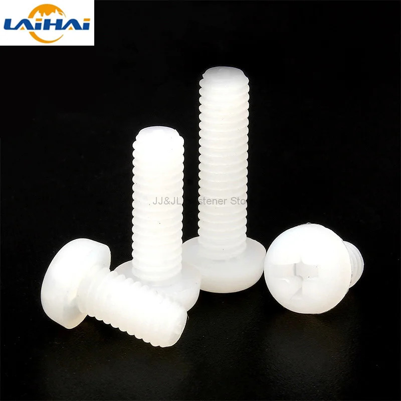 M2 M3 M4 Metric Threaded Nylon Plastic Phillips Pan Head Cross Round Screw Bolt length 5mm-25mm 50pcs cross phillips screw round pan head screw phillips head screw cross recessed pan head screw cross round head screw phillips pan head screw cross round pan head screw