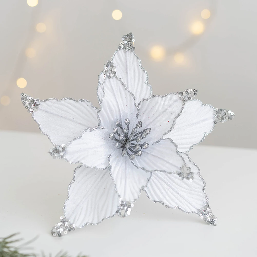 人工クリスマスポインセチア,きらびやかな花,偽のクリスマスブーケ