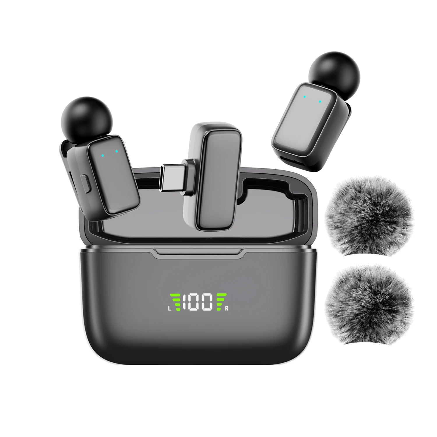 Mini Wireless Lavalier Microphones with Charging Case Clip-on Lavalier Microphone Wireless for Video Recording, Vlogging