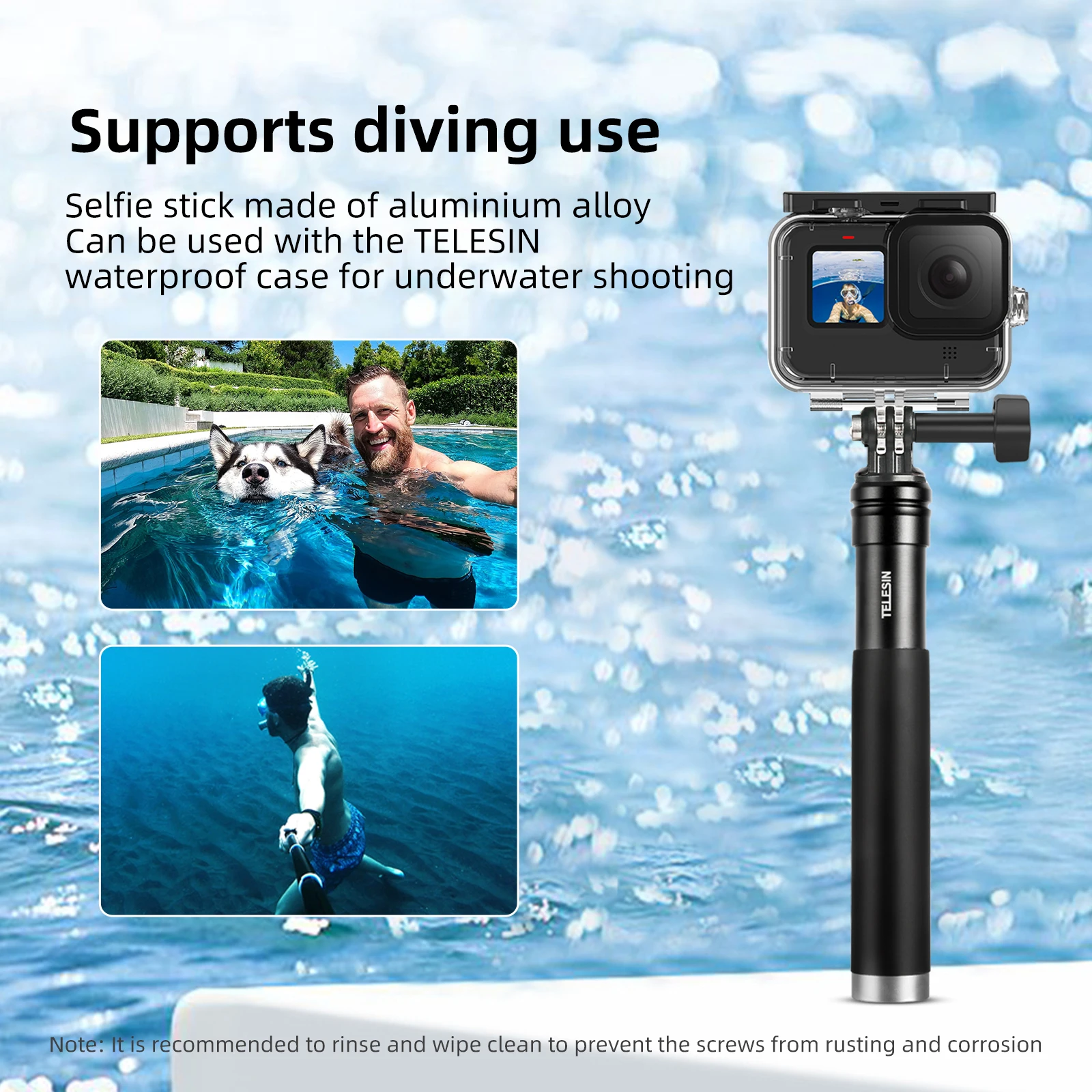 TELESIN 0.9M Aluminum Alloy Selfie Stick Monopod Tripod for GoPro Hero 11  10 9 8 7 6 5 Insta360 DJI OSMO Action for Smart Phone - AliExpress