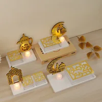 Acrylic Ramadan Candy Tray Dust-proof Hollow Design Eid Ornament Box with Electronic Candle Dessert Box For Fruits Candy Nuts 1