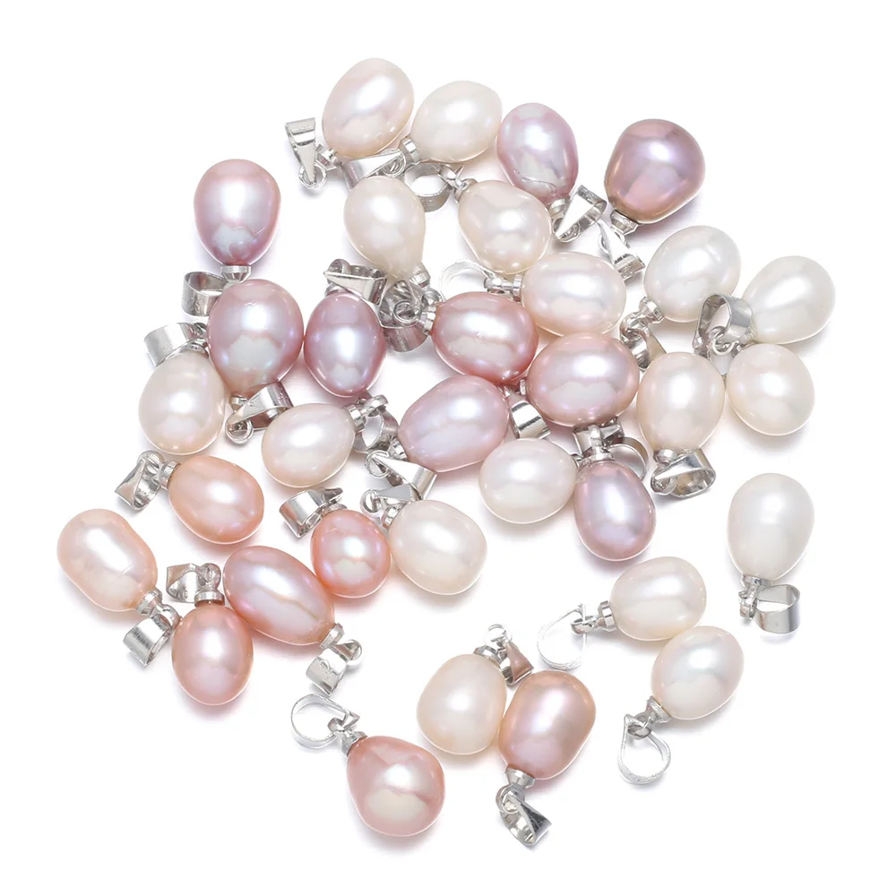 7-8mm aaa 4 stücke natürliche Süßwasser perle Anhänger Reis Perlen Charms für Schmuck machen DIY Halskette Ohrringe Charms Zubehör – Detail 5