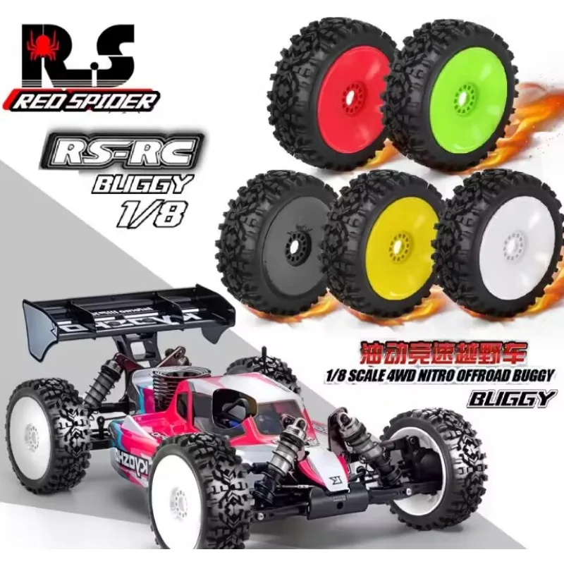 

4Pcs 1/8 4WD Nitro Off Road Buggy Tires Wheel Rims 17mm Hex for 1:8 Scale RC Car HSP HPI Kyosho ZD Hongnuo Redcat Trxs