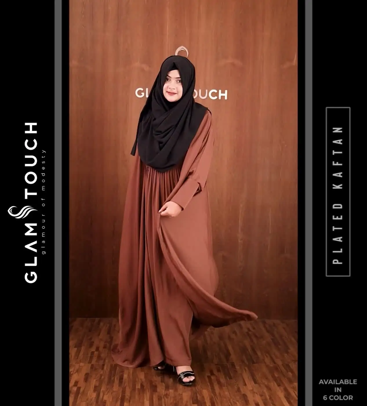 Glam Touch Premium Pleated Kaftan Abaya, Dubai Cherry Abaya