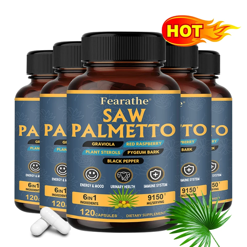 Saw Palmetto Extract 9150 Mg Men's Prostate Supplement Urinary Health DHT Blocker Healthy Hair Energy Mood Immunity