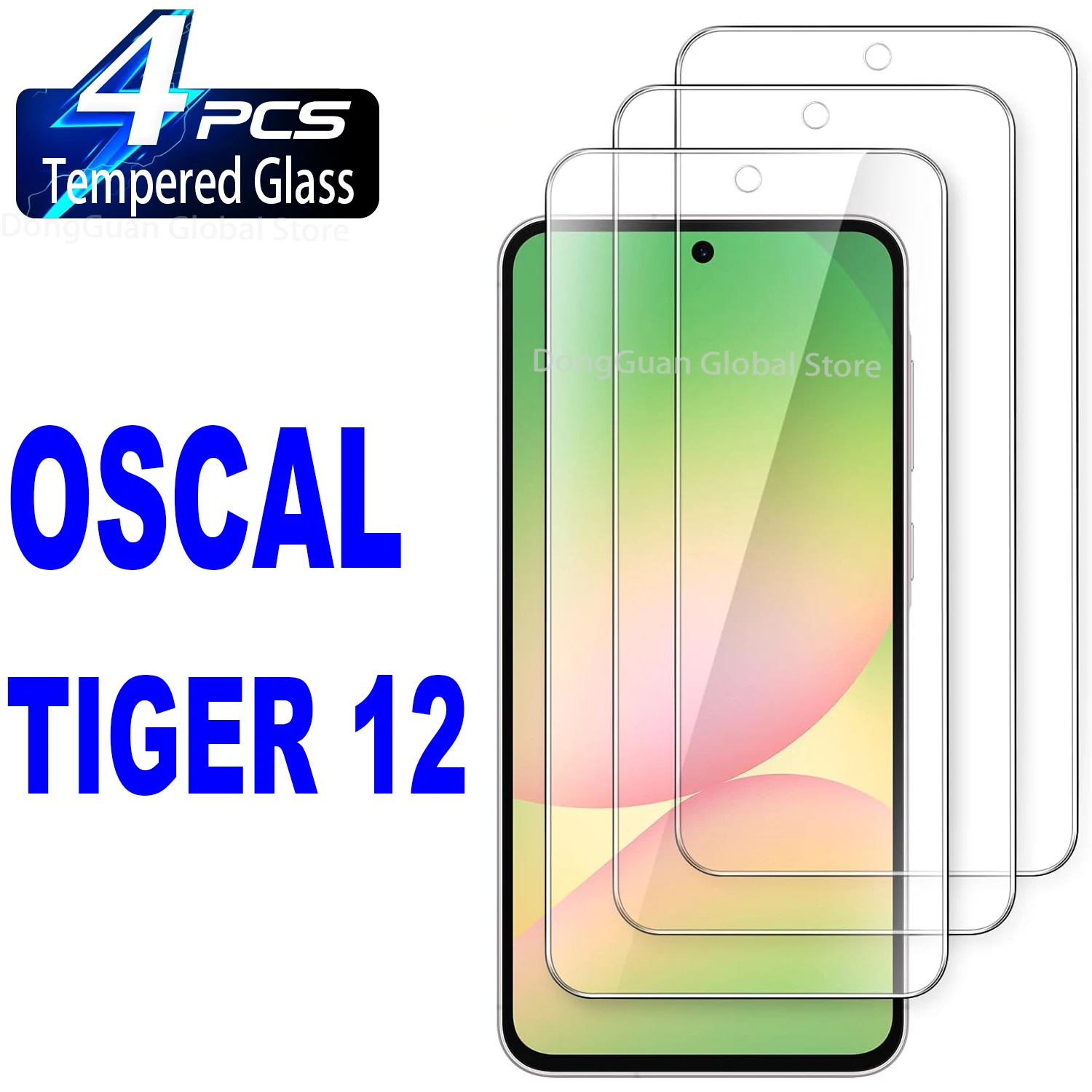 1/4 Stück gehärtetes Glas für Blackview OSCAL TIGER 12 Displayschutzfolie