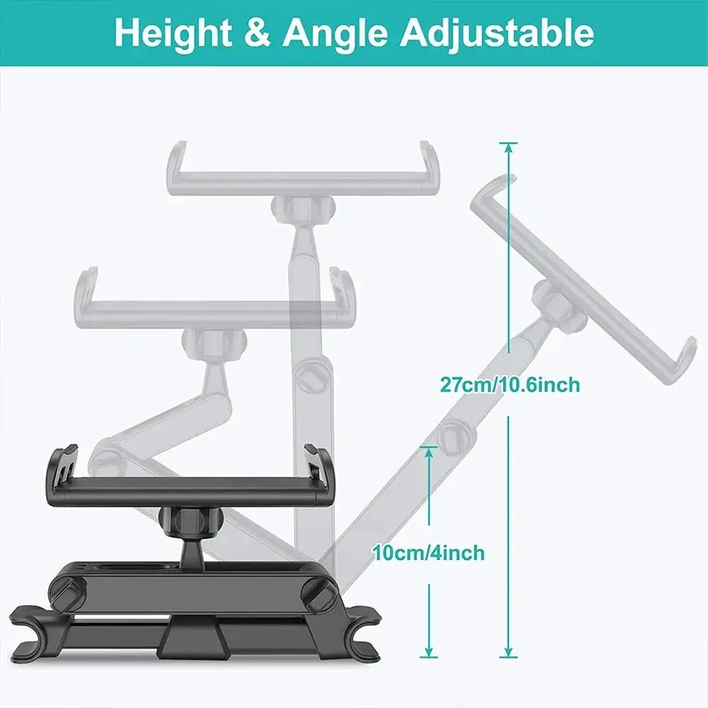 Supporto telescopico da viaggio per telefono e tablet, da agganciare al poggiatesta dell'auto, girevole, per iPad, iPhone, Xiaomi, Huawei, Realme - Image 4