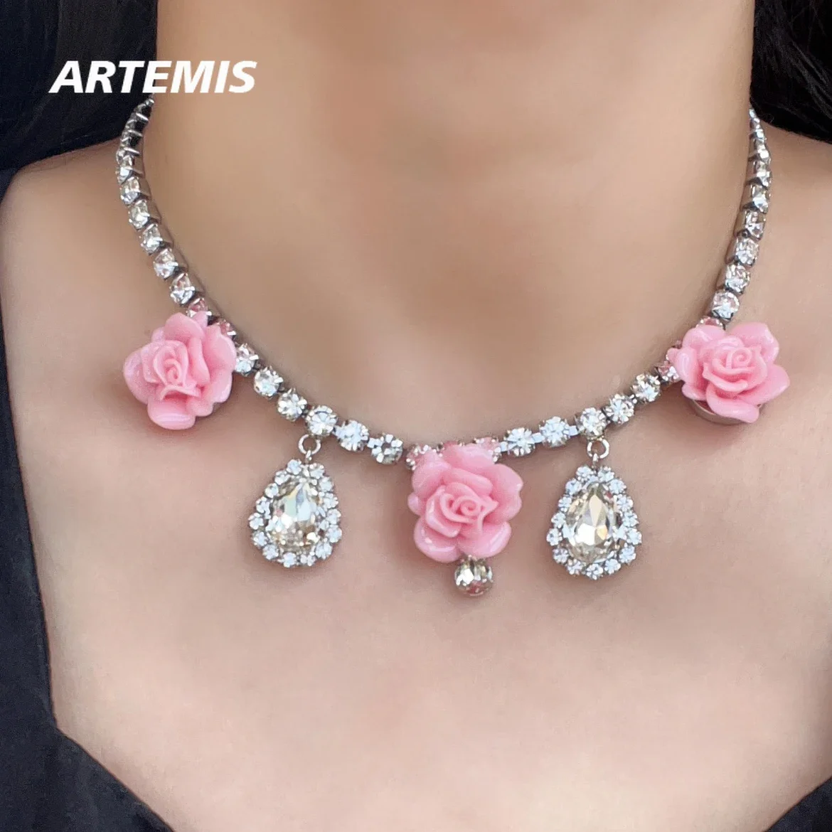 

Необычное дизайнерское Брендовое ожерелье с розовыми кристаллами и бриллиантами, Женская Роскошная бижутерия, модный бутик