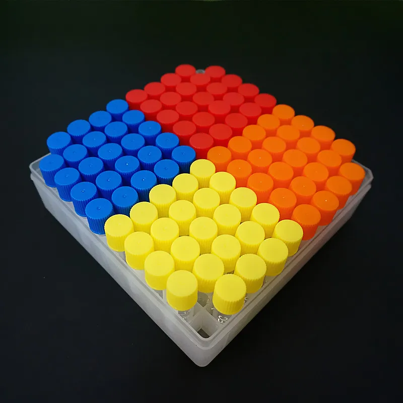 100 Pieces Plastic 1.8ml Freezing Tube + One Piece 100 Vents Plastic Freezing Tube Storage Box For Experiment