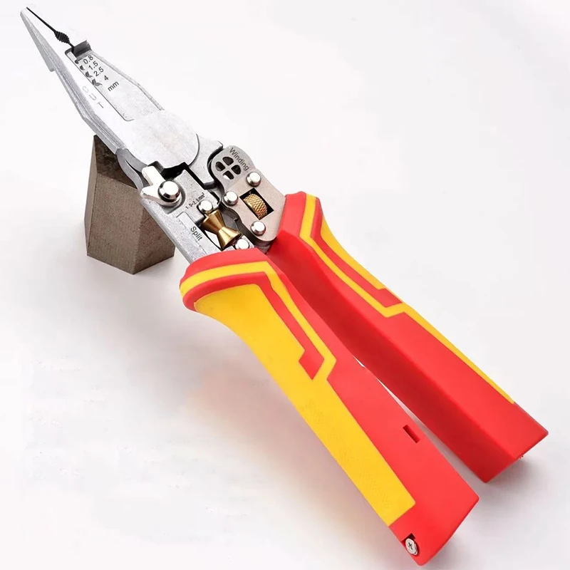 Versatile 9-In-1 Electrical Stripping and Crimping Tool with Voltage Tester
