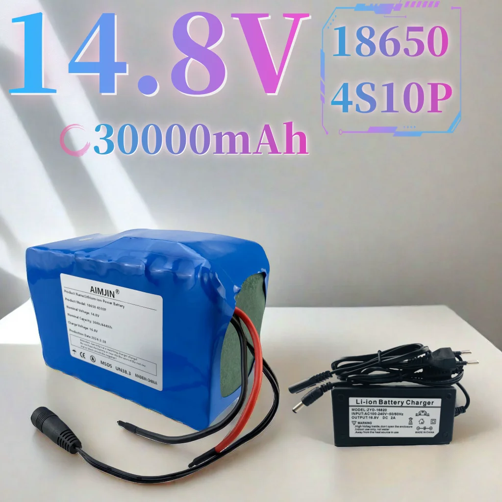 

18650 4S10P 14.8V 30Ah 444Wh Lithium-ion Power Battery withBMS for Inverter Smart Robot High-power Equipment Etc+16.8V charger